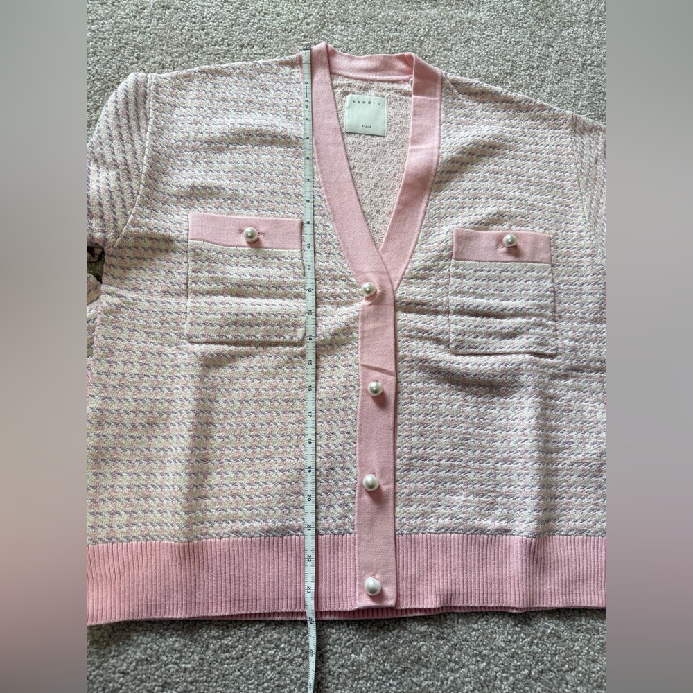 Sandro Pink Knit Cardigan with Pearl Buttons - Picture 11 of 12